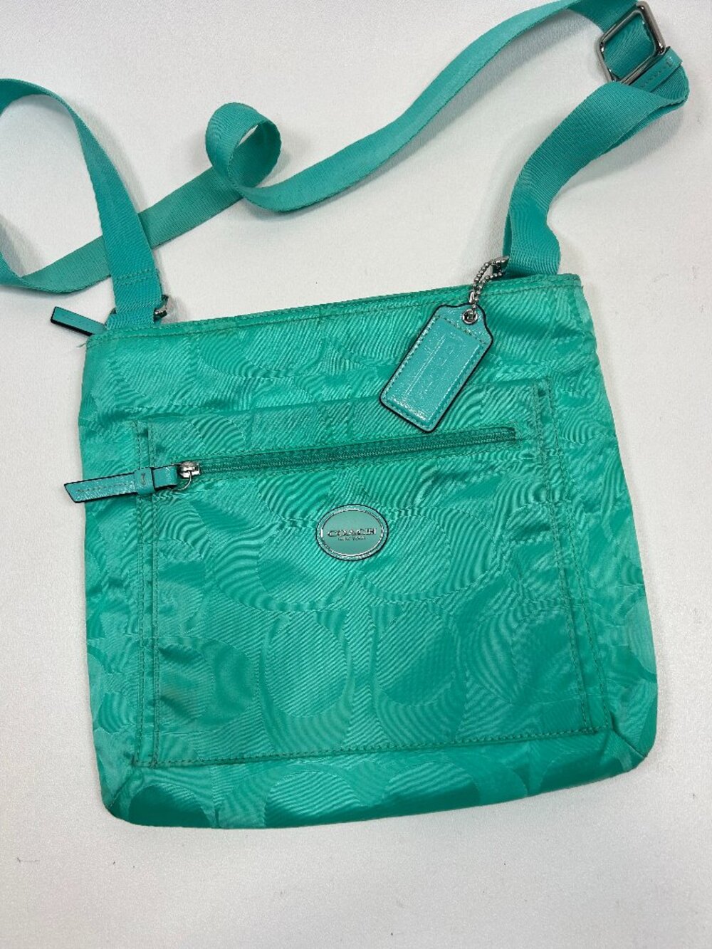 COACH F77408 Getaway Nylon File Crossbody Shoulder Bag Purse Teal